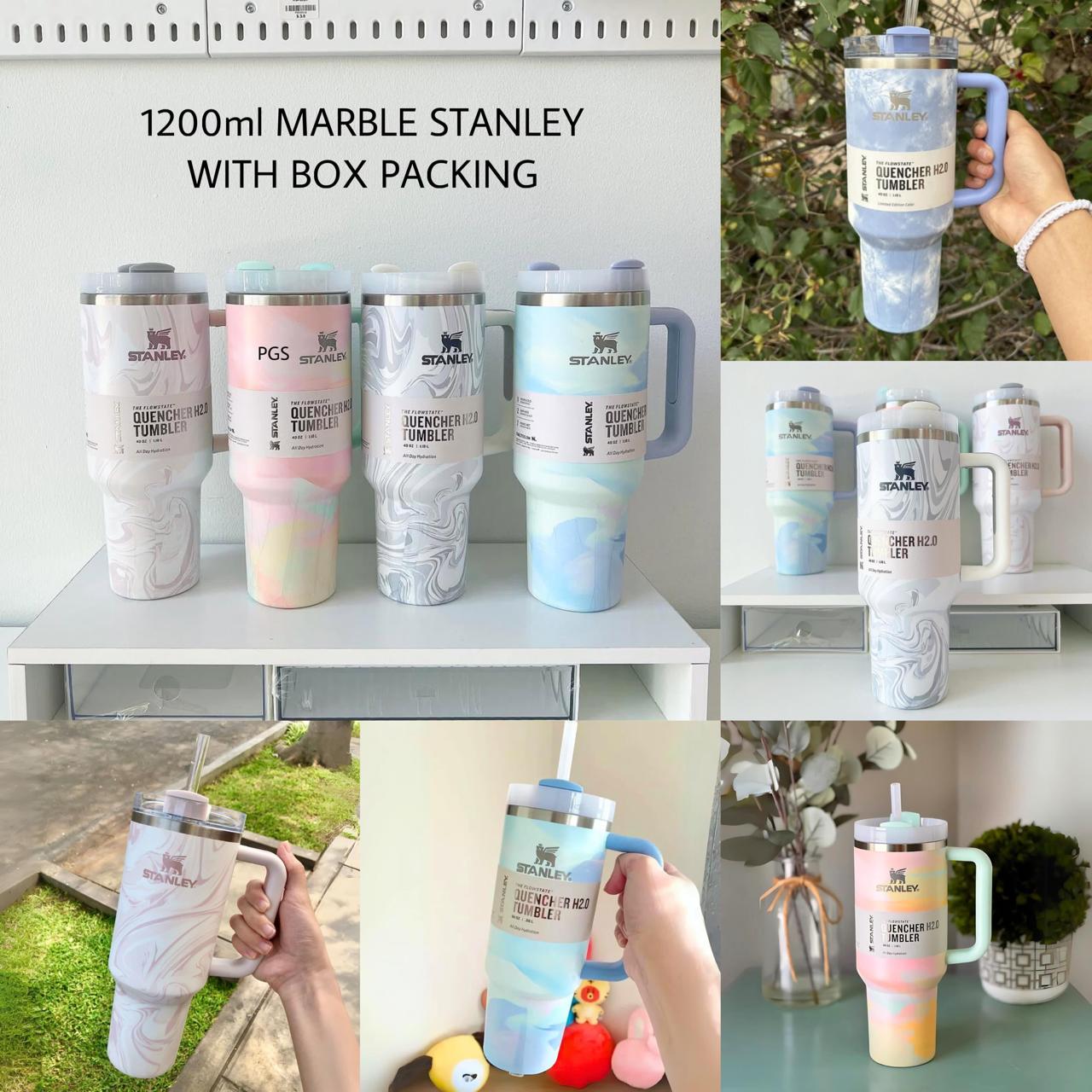 π Limited Edition Marble Mist Stanley Tumbler π§ | Hot & Cold Stainless Steel Travel Cup π₯βοΈ