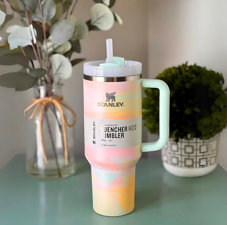 π Limited Edition Marble Mist Stanley Tumbler π§ | Hot & Cold Stainless Steel Travel Cup π₯βοΈ