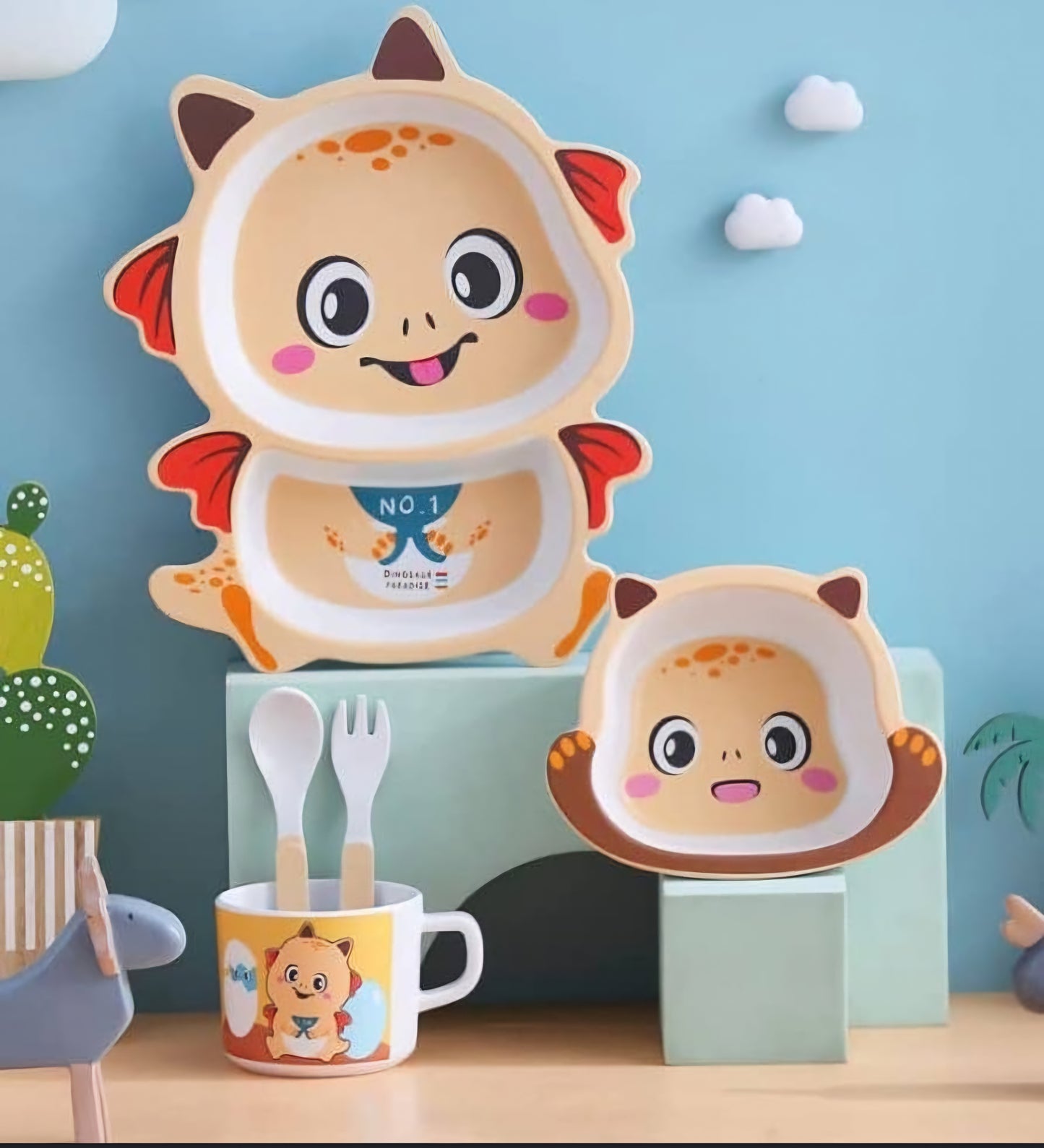 TABLEWARE BAMBOO 5 PCS SET GIRLS/BOYS