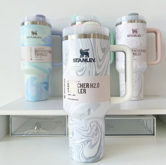 🌊 Limited Edition Marble Mist Stanley Tumbler 🧃 | Hot & Cold Stainless Steel Travel Cup 🔥❄️